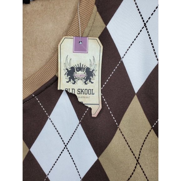 Rare Old Skool The Original Brand Brown Argyle XL V-Neck Sweater Vest - Picture 6 of 12